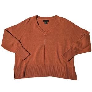 Tahari Orange V-Neck Sweater Womens Size XL